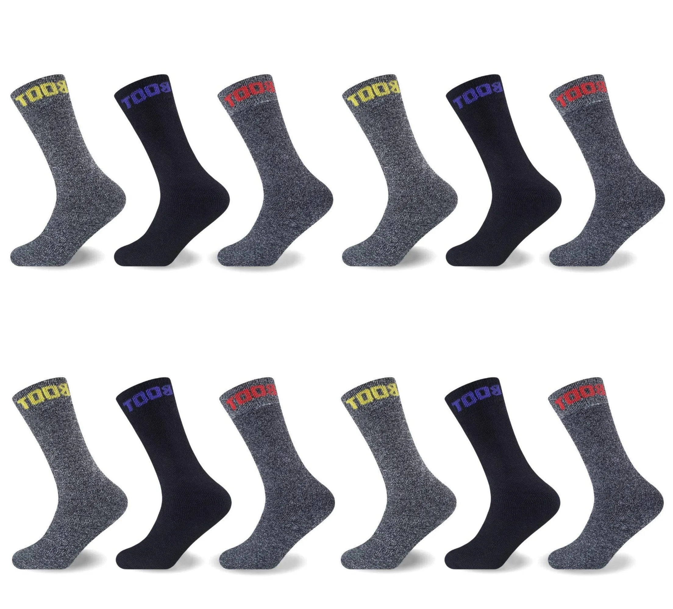 12PK MENS MELANGE BOOT SOCKS