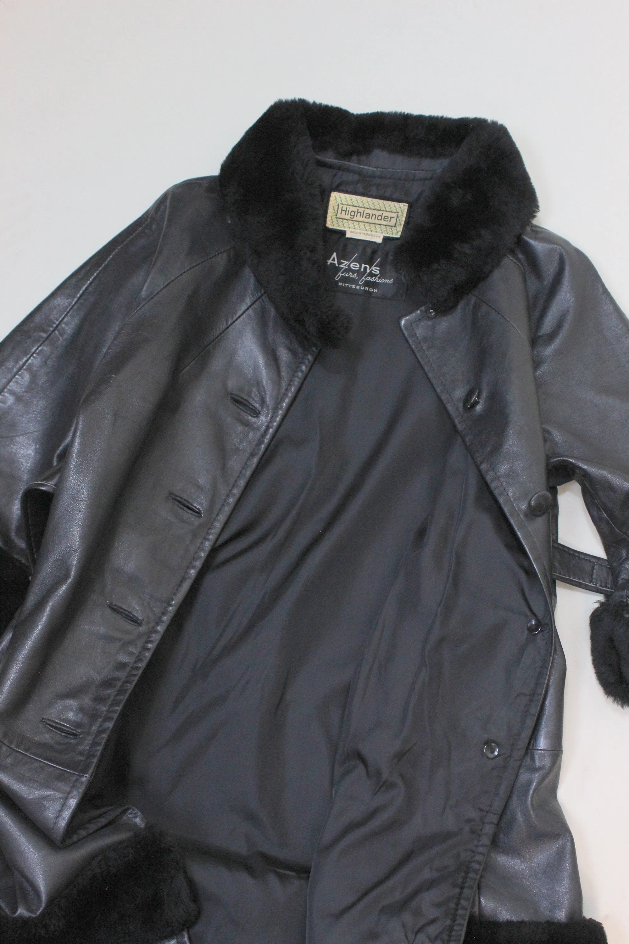 1960s HIGHLANDER LEATHER and fur coat medium | new winter