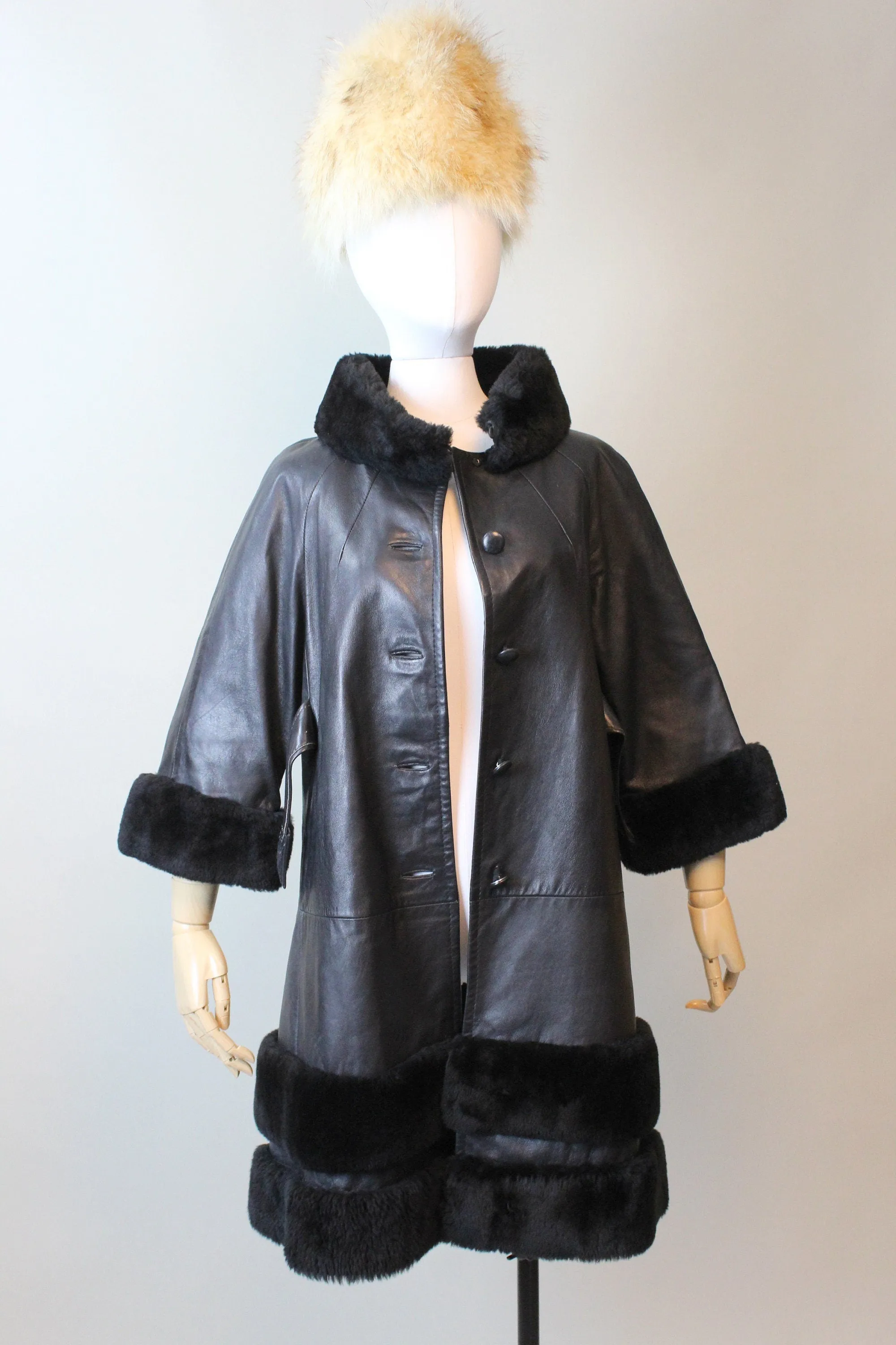 1960s HIGHLANDER LEATHER and fur coat medium | new winter