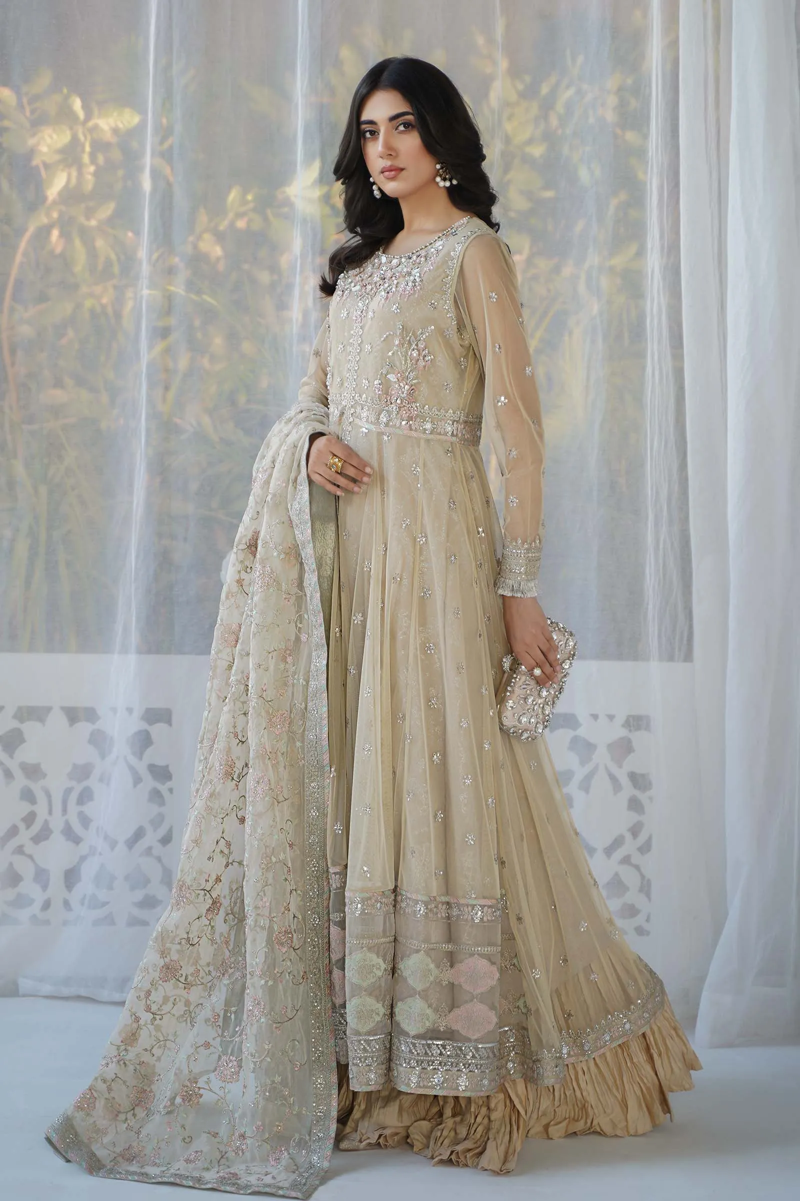 3 Piece Embroidered Net Suit | SF-EF24-18