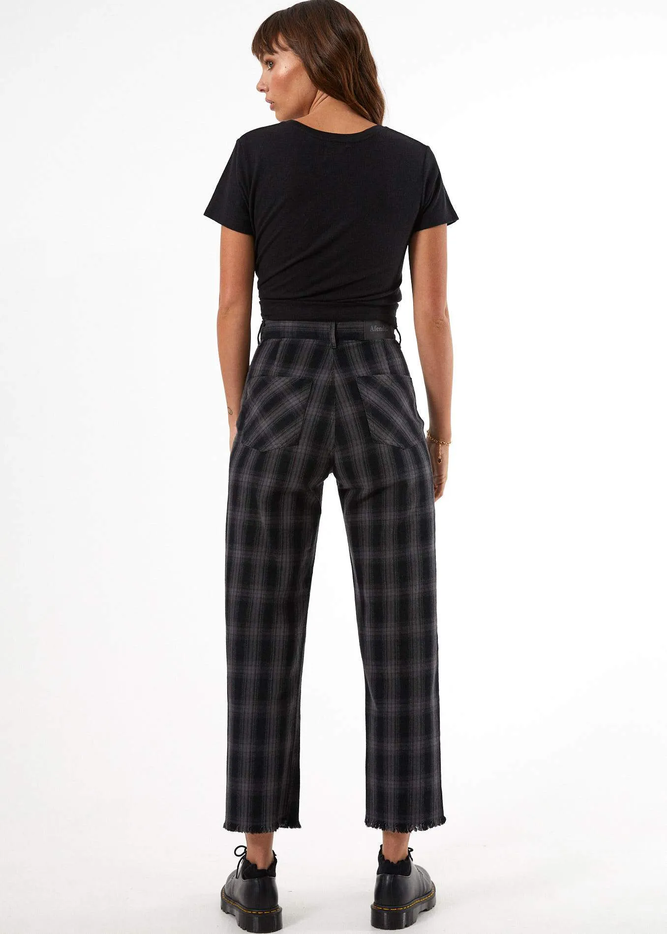 Afends Womens Shelby Check - High Waist Wide Leg Pants