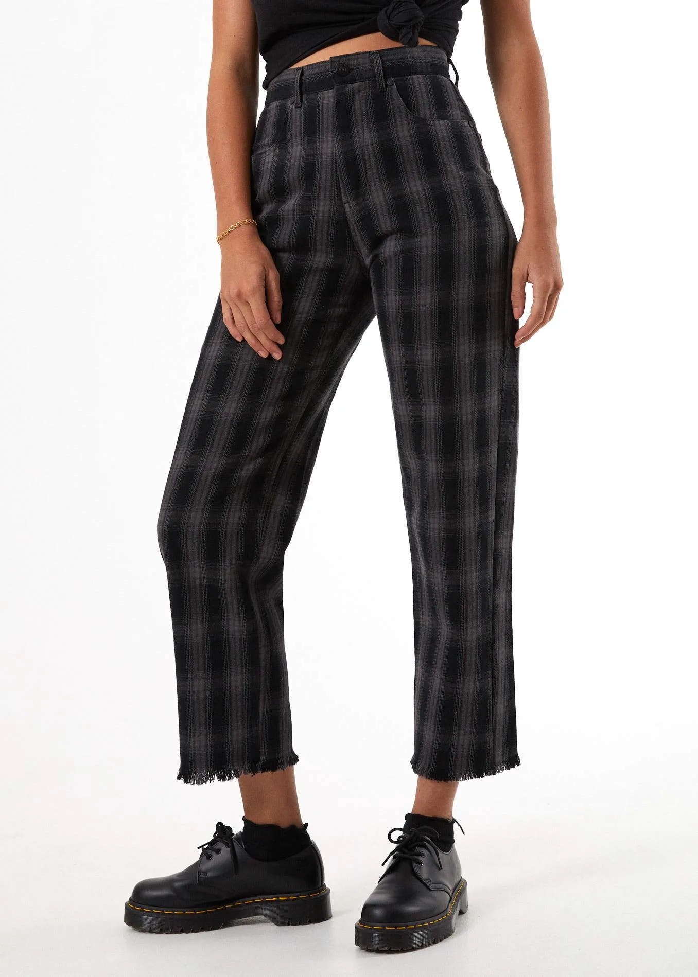 Afends Womens Shelby Check - High Waist Wide Leg Pants