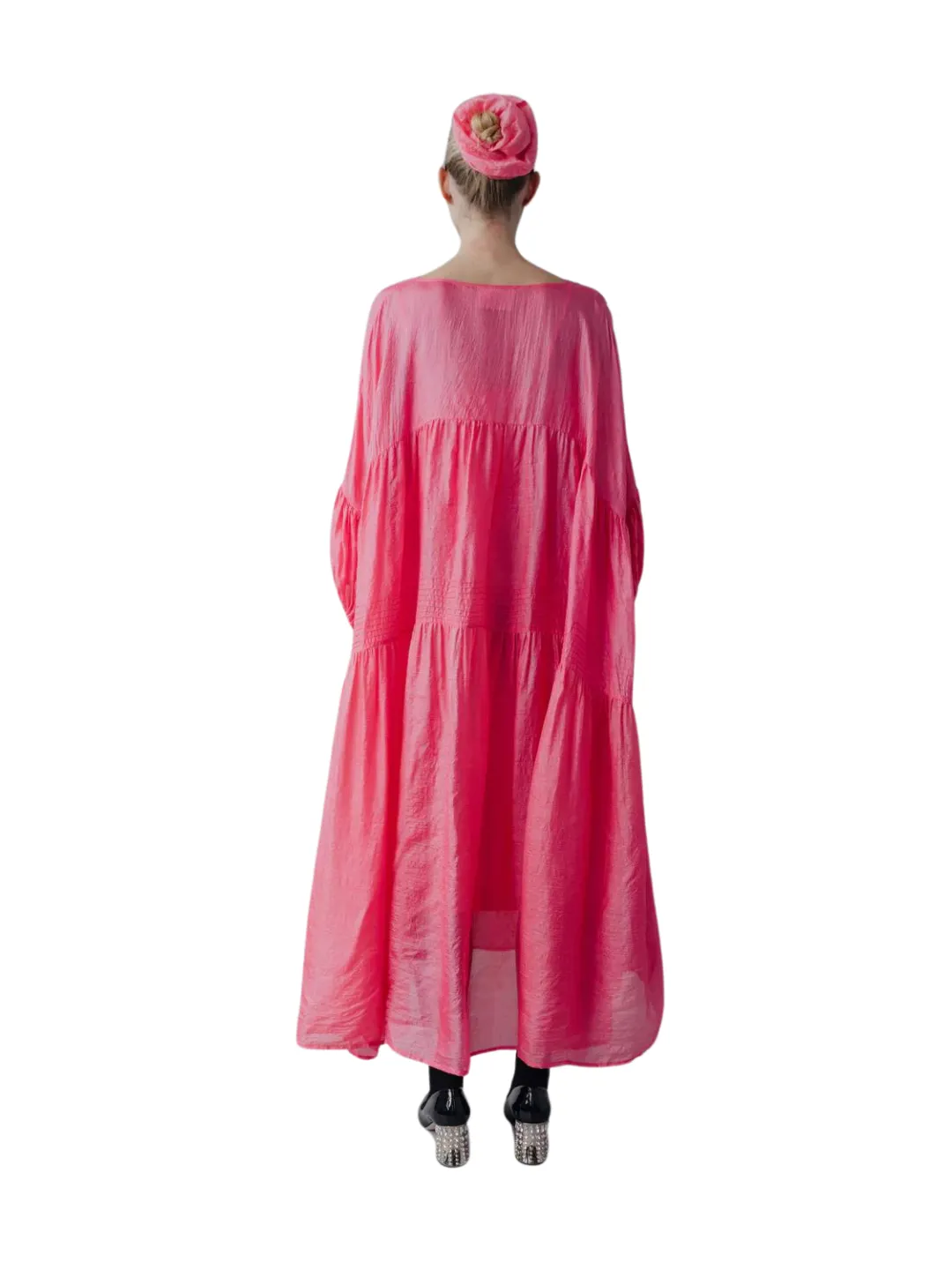 Anaak Airi Tussar Maxi Dress Fluoror Pink