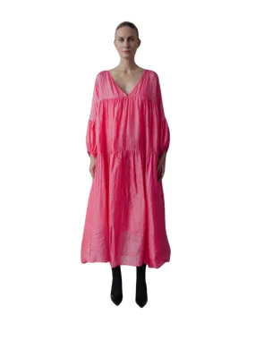 Anaak Airi Tussar Maxi Dress Fluoror Pink