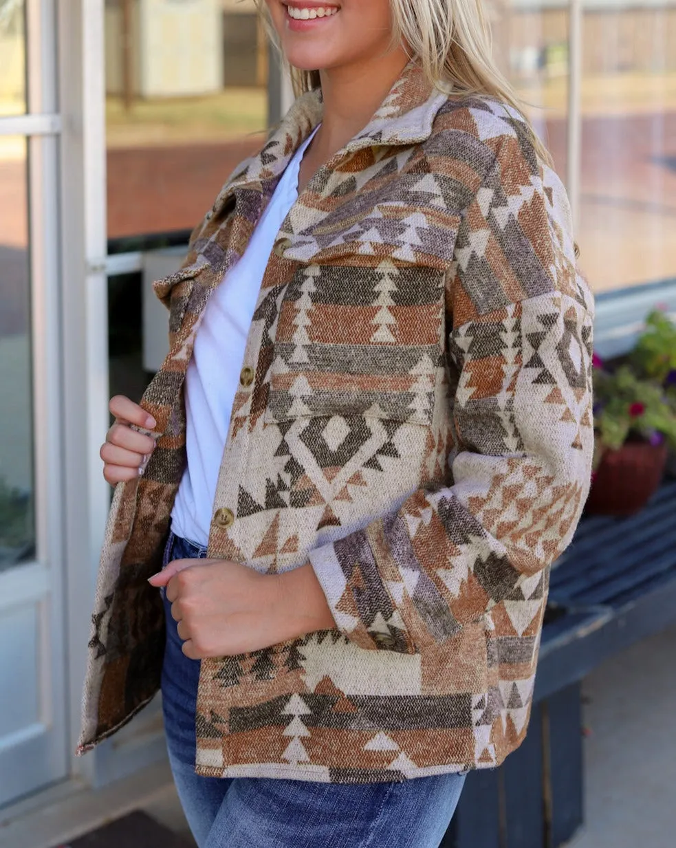 Aztec Flap Pocket Buttoned Jacket