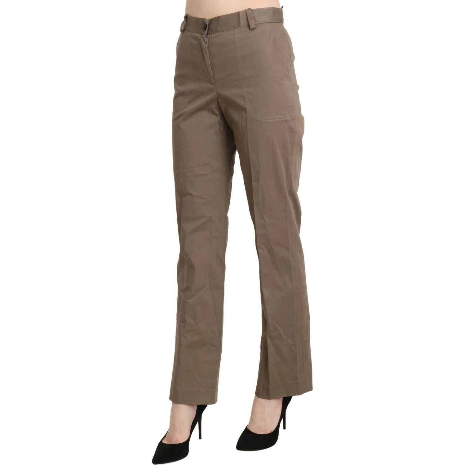 BENCIVENGA Elegant High Waist Straight Pants in Brown