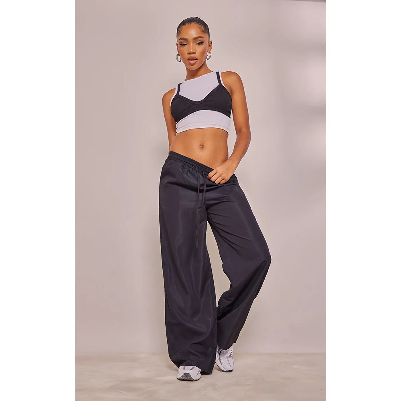 Black Soft Tailored Wide Leg Trousers