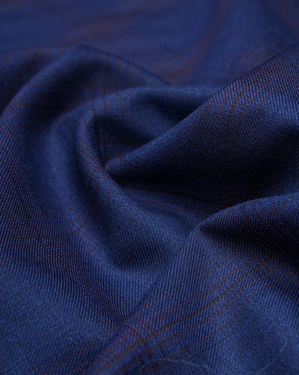 Blue And Orange Checks Woolen Suiting Fabric