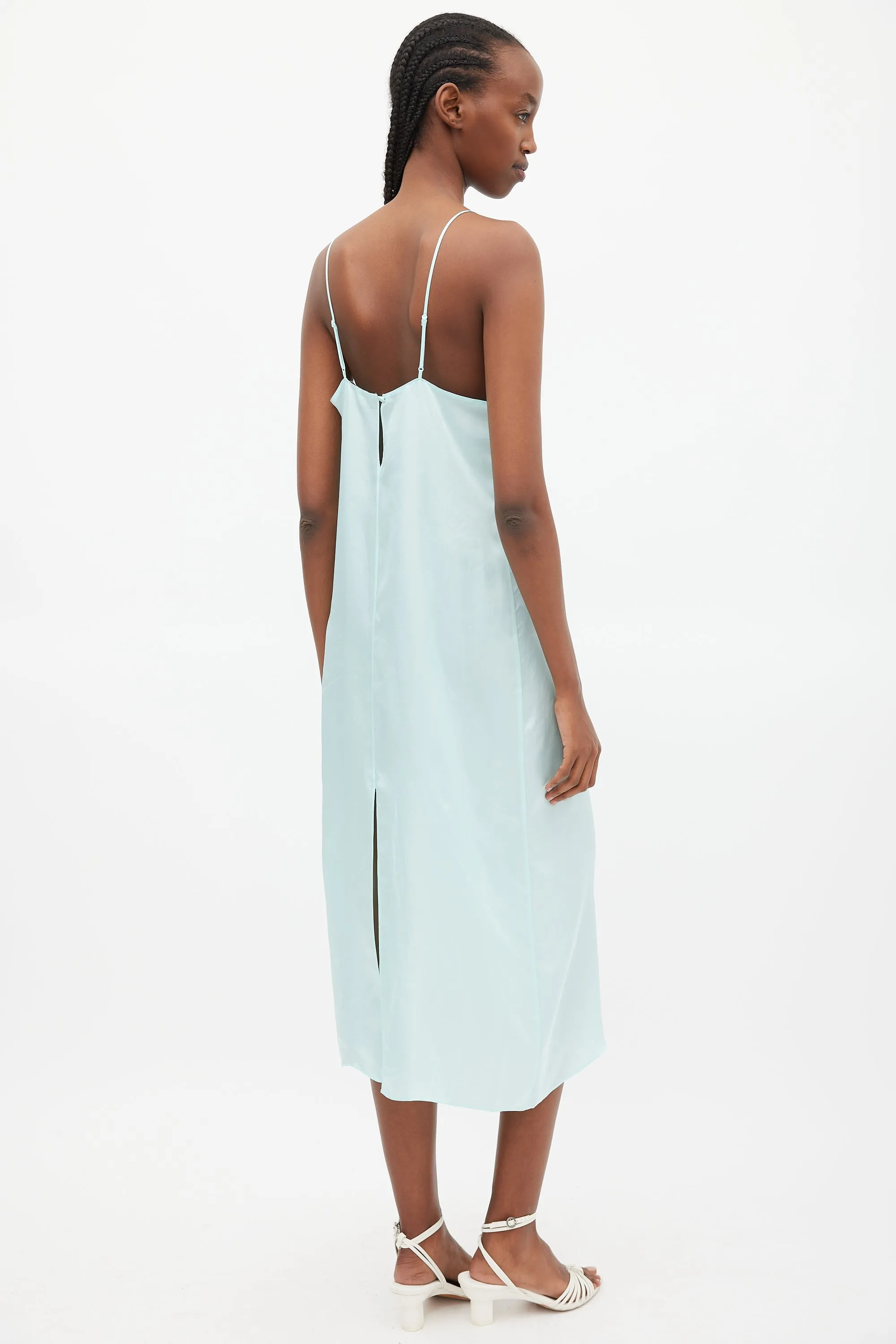 Blue Satin Slip Dress