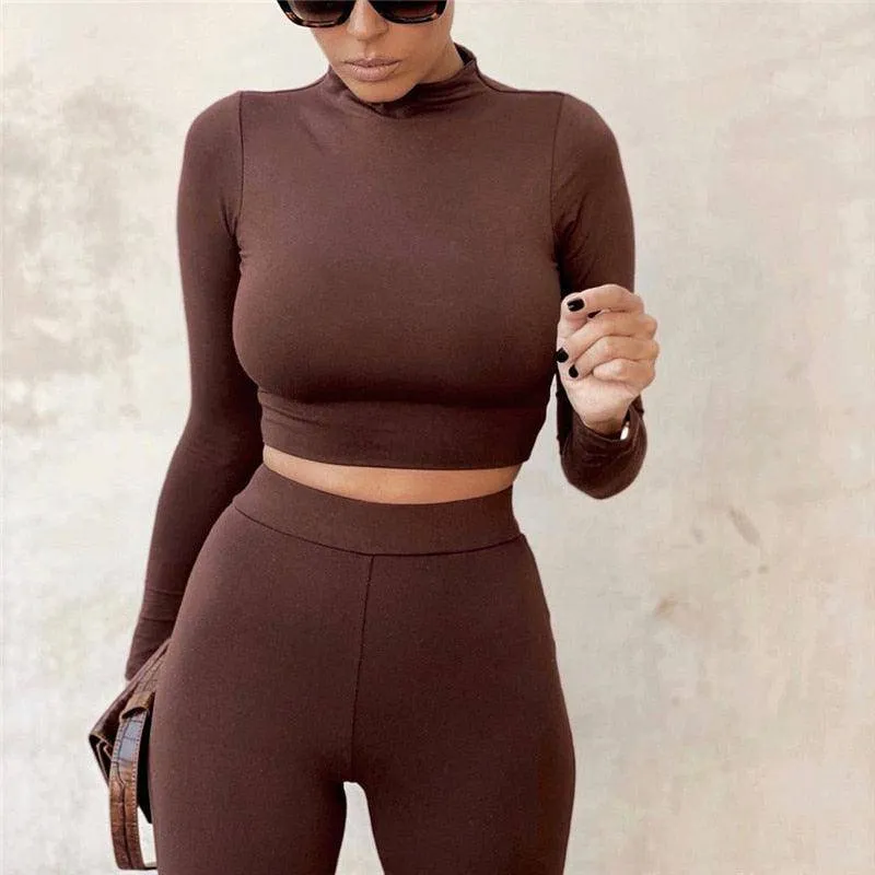 Bobbie Long Sleeve Crop Top & High Waist pants Set