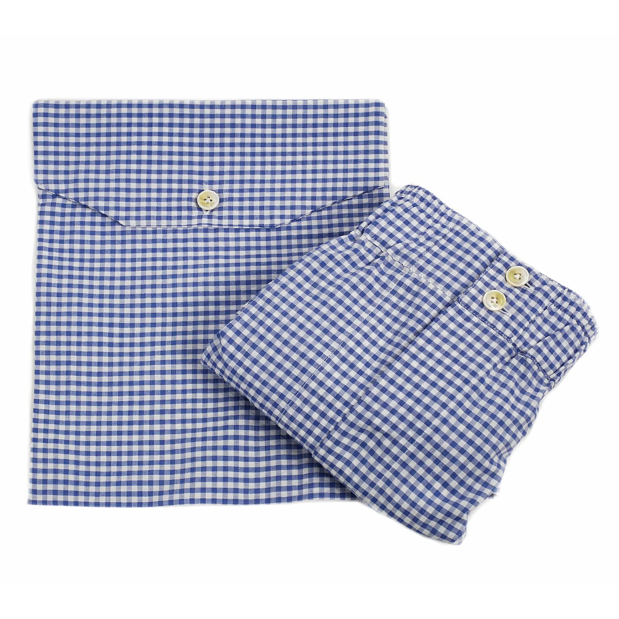 Boxer shorts blue checkered gray background