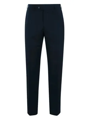 BRUHL Steward Plain Front Trousers - Classic Wool Mix Formal - Navy