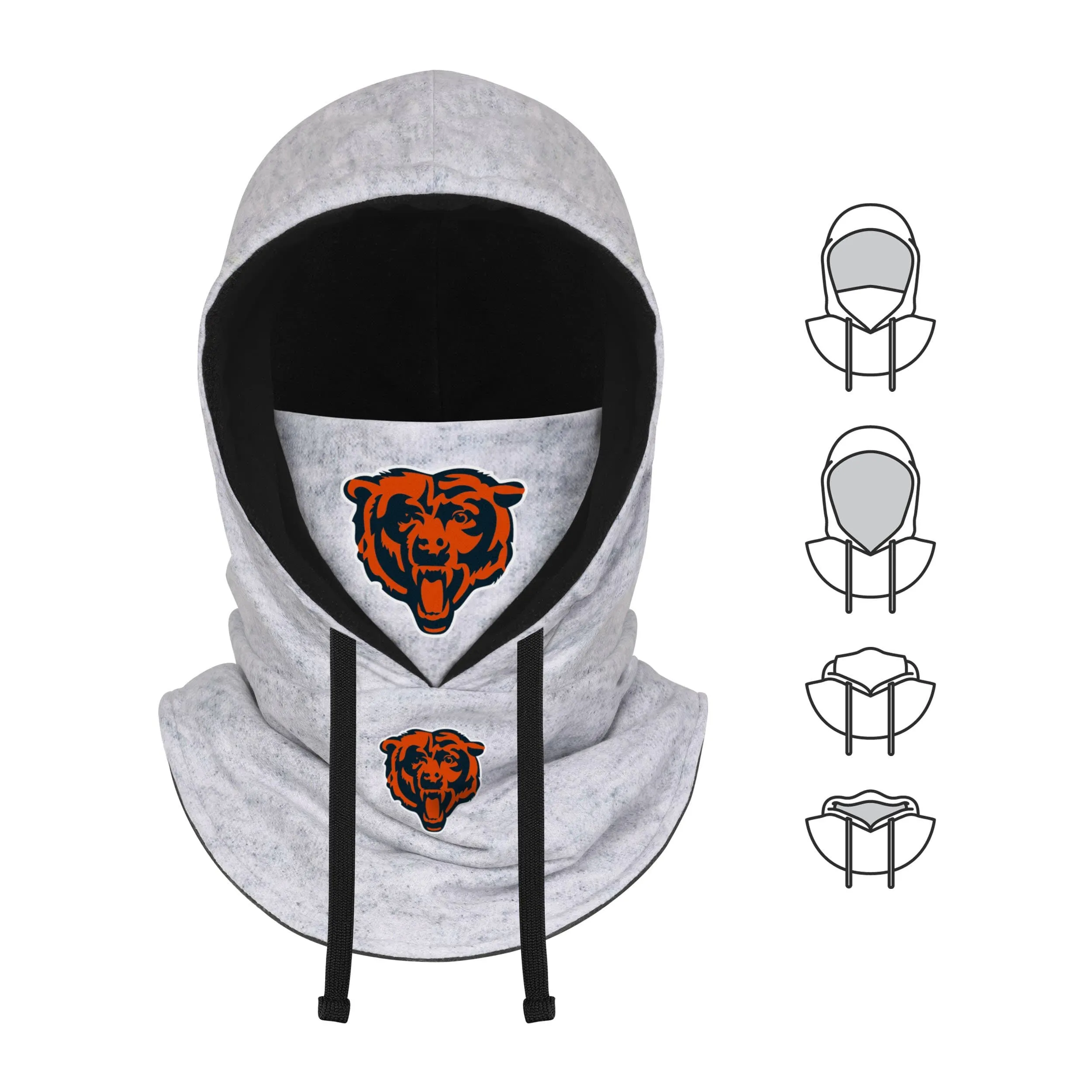 Chicago Bears NFL Heather Gray Drawstring Hooded Gaiter Scarf