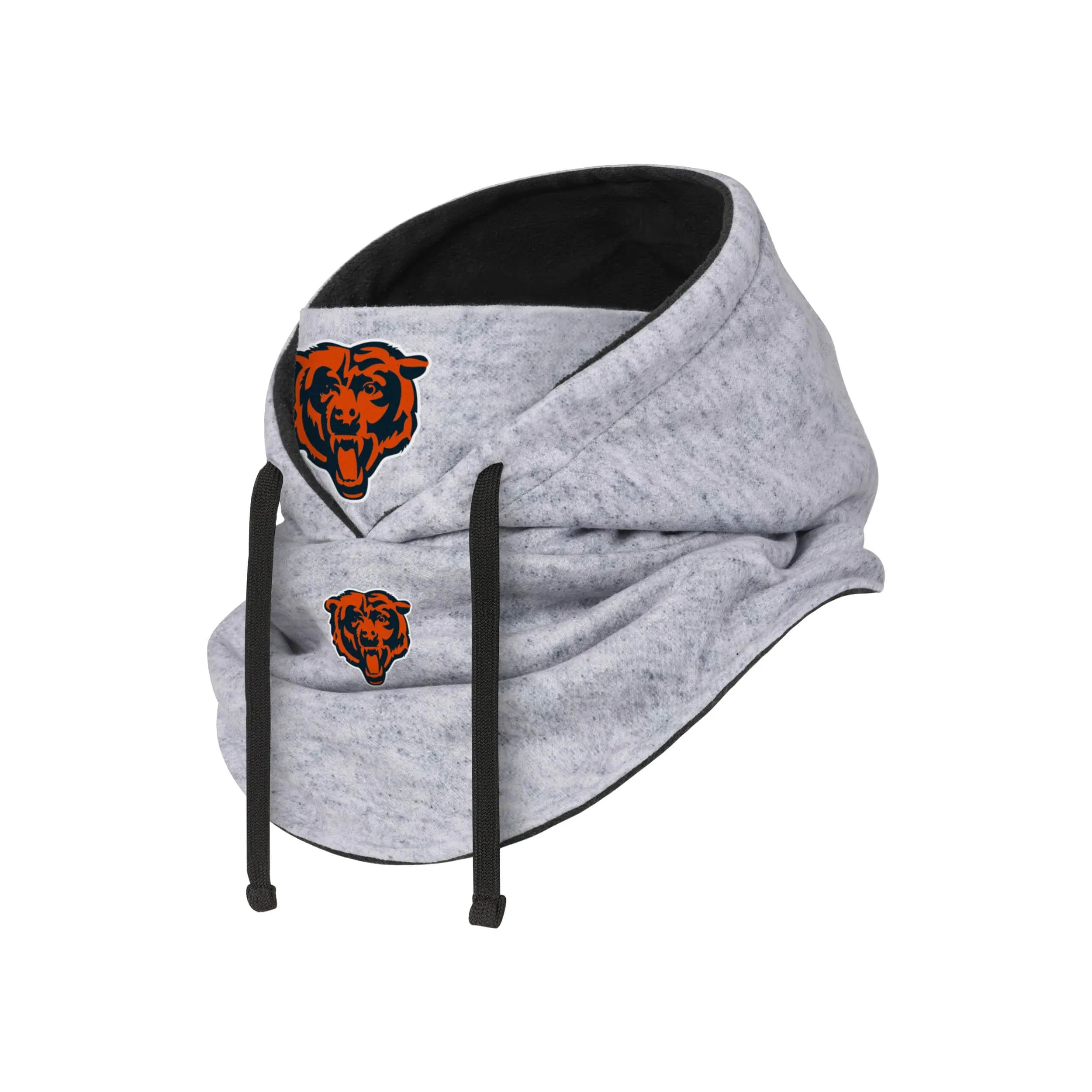 Chicago Bears NFL Heather Gray Drawstring Hooded Gaiter Scarf