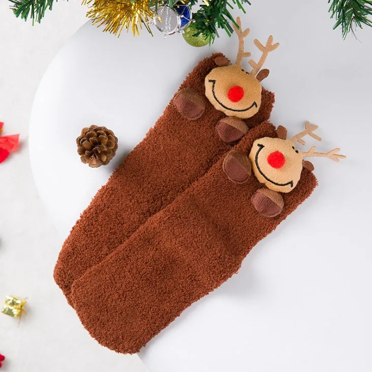 Christmas Tree Fuzzy Plush Socks