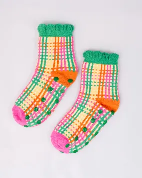 Cozy Grip Socks - Colorful Grid