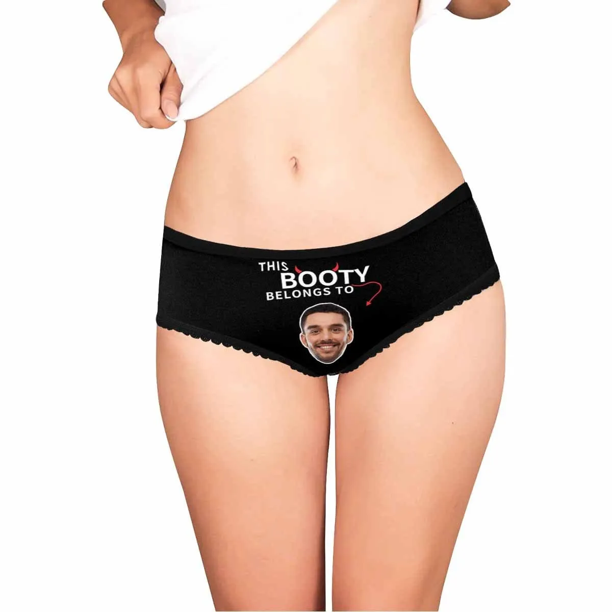 Custom Face Briefs Personalized Booty Belongs to You Panties Underwear with Photo Women's High-cut Briefs