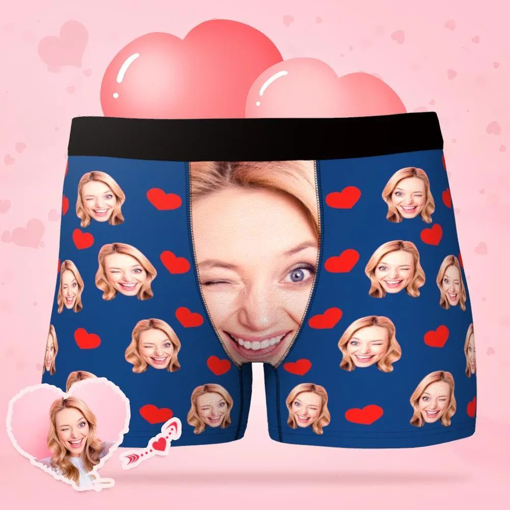 Custom Face Underwear Personalized Love Heart Photo Boxer Briefs