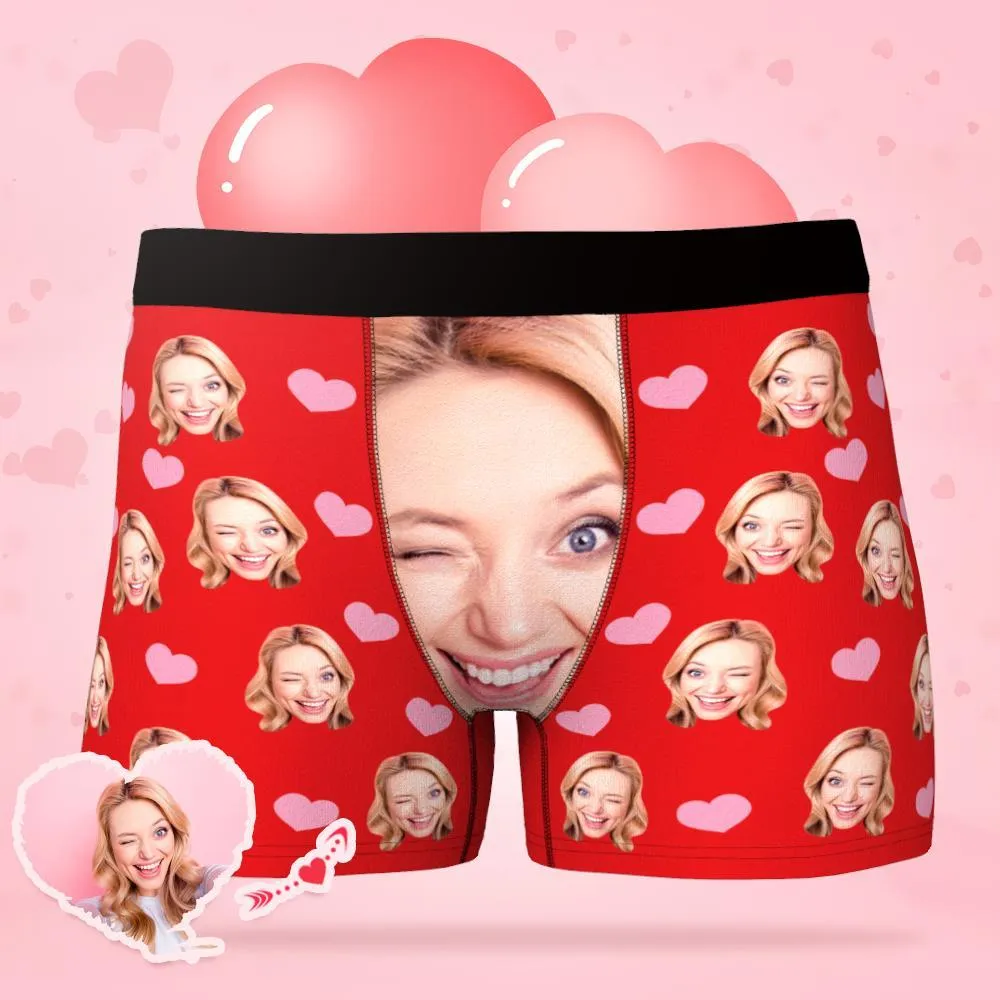 Custom Face Underwear Personalized Love Heart Photo Boxer Briefs