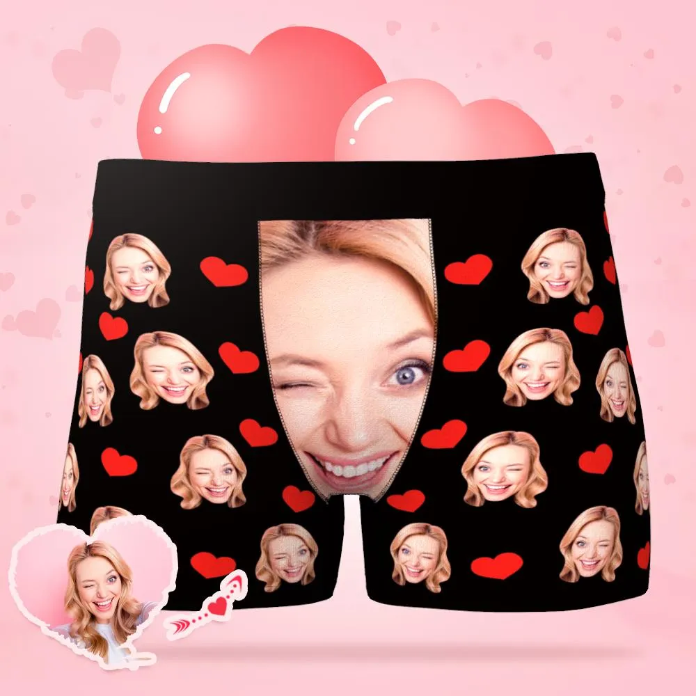 Custom Face Underwear Personalized Love Heart Photo Boxer Briefs