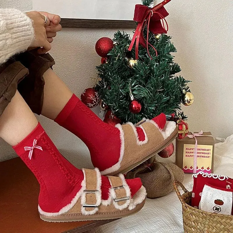 Cute Christmas Socks | Red Lolita Socks | Polka Dot Socks