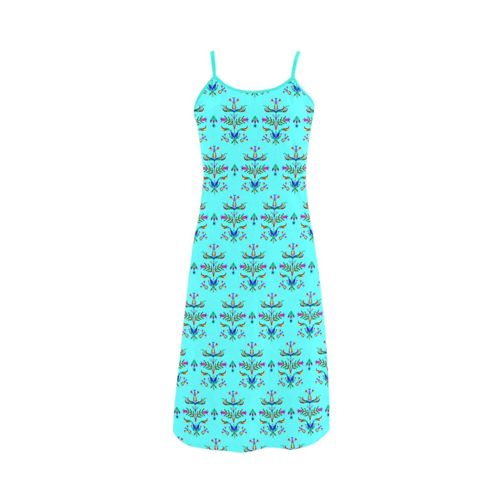 Dakota Damask Turquoise Alcestis Slip Dress