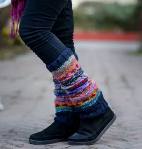 Dark Blue Mix Pure Wool Legwarmers