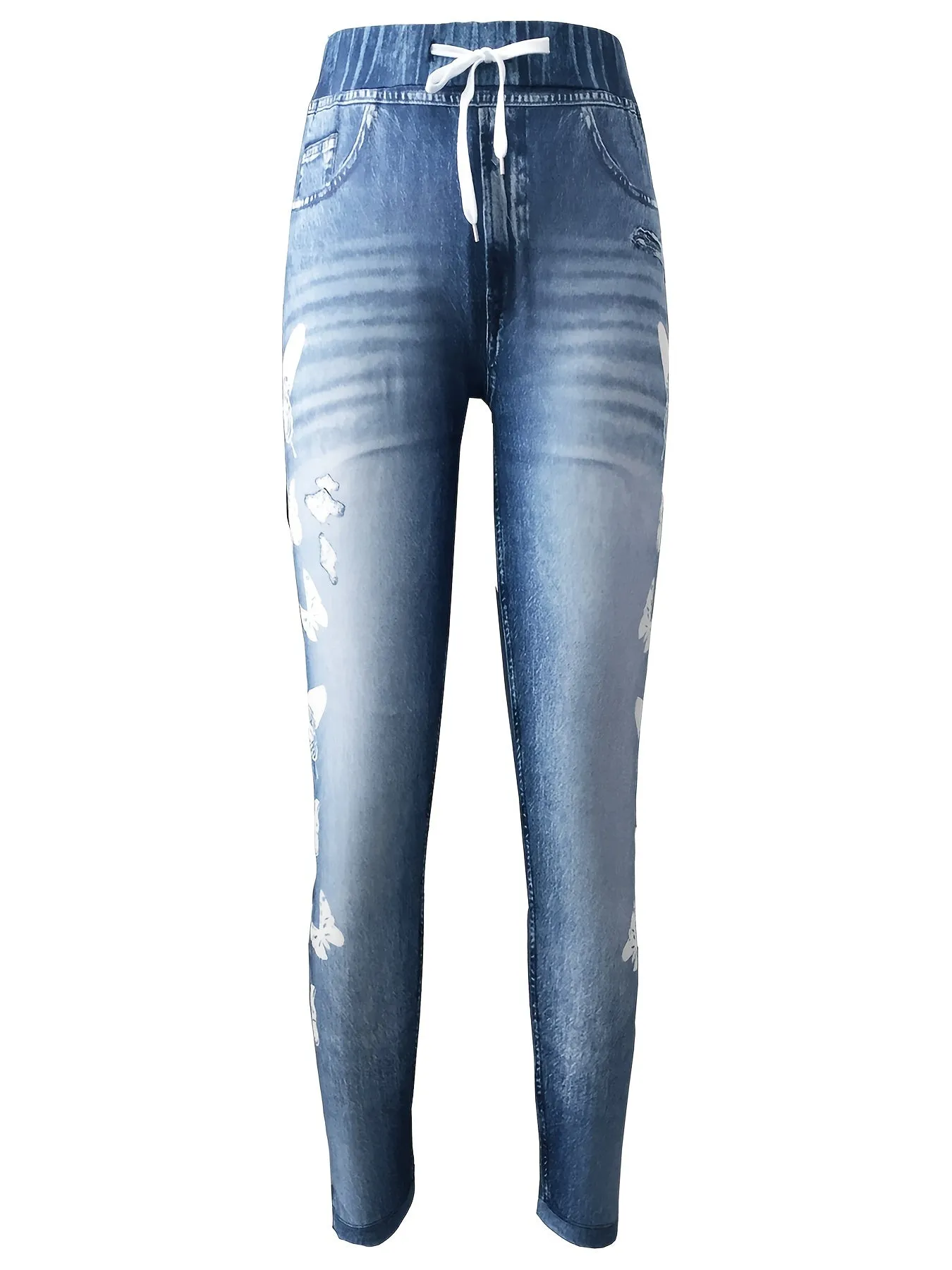 Denim Print High Waist Leggings Comfortable and Stylish Womens Pants