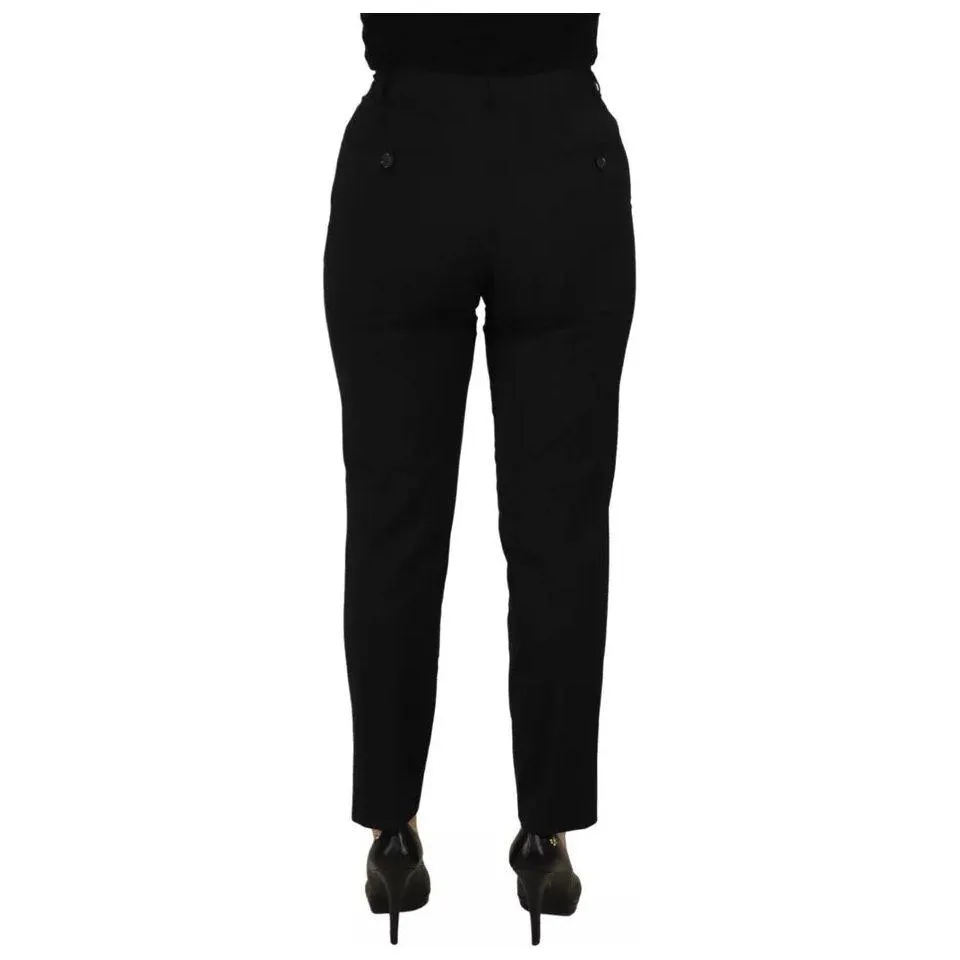 Dolce & Gabbana Black High Waist Tapered Trouser Pants