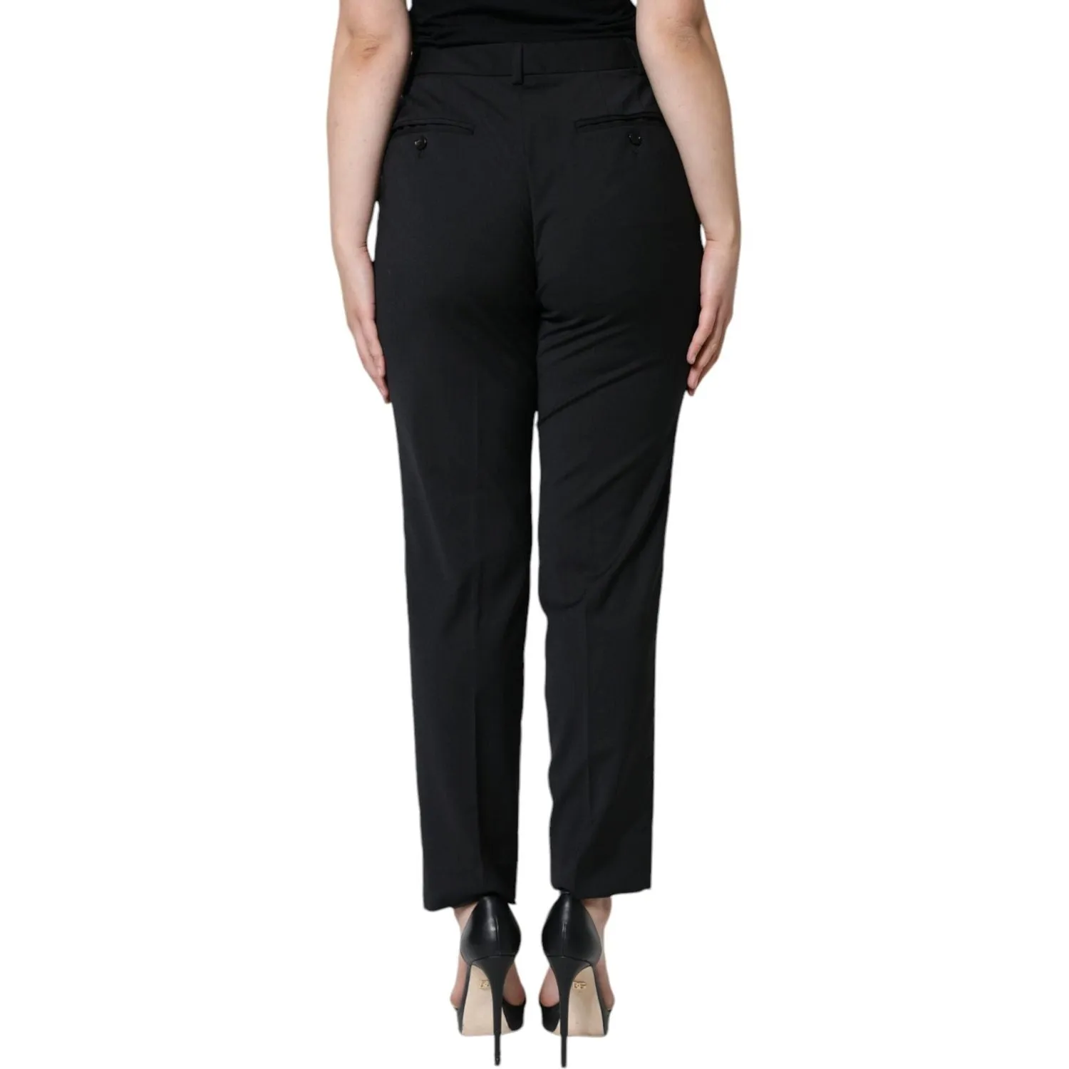 Dolce & Gabbana Black High Waist Tapered Women Pants