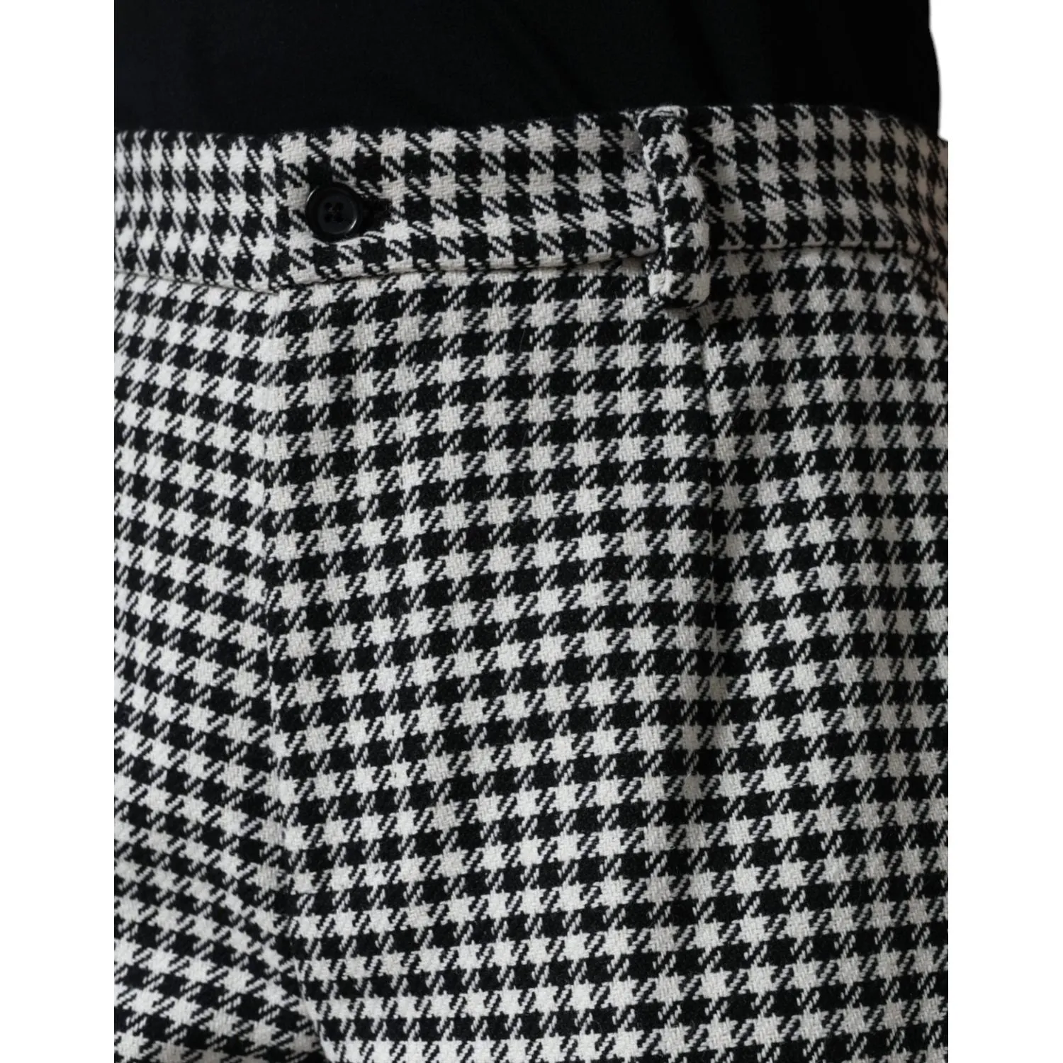 Dolce & Gabbana Black White Houndstooth Cropped Wide Leg Pants