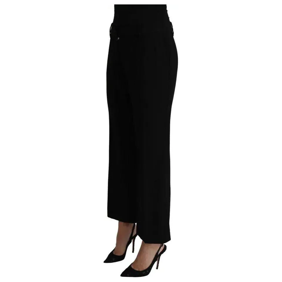 Dolce & Gabbana Black Wool Stretch Cropped Capri Trouser Pants