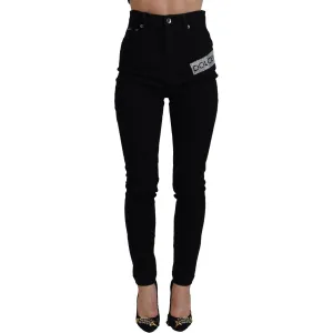 Dolce & Gabbana Chic High Waist Slim Fit Black Jeans