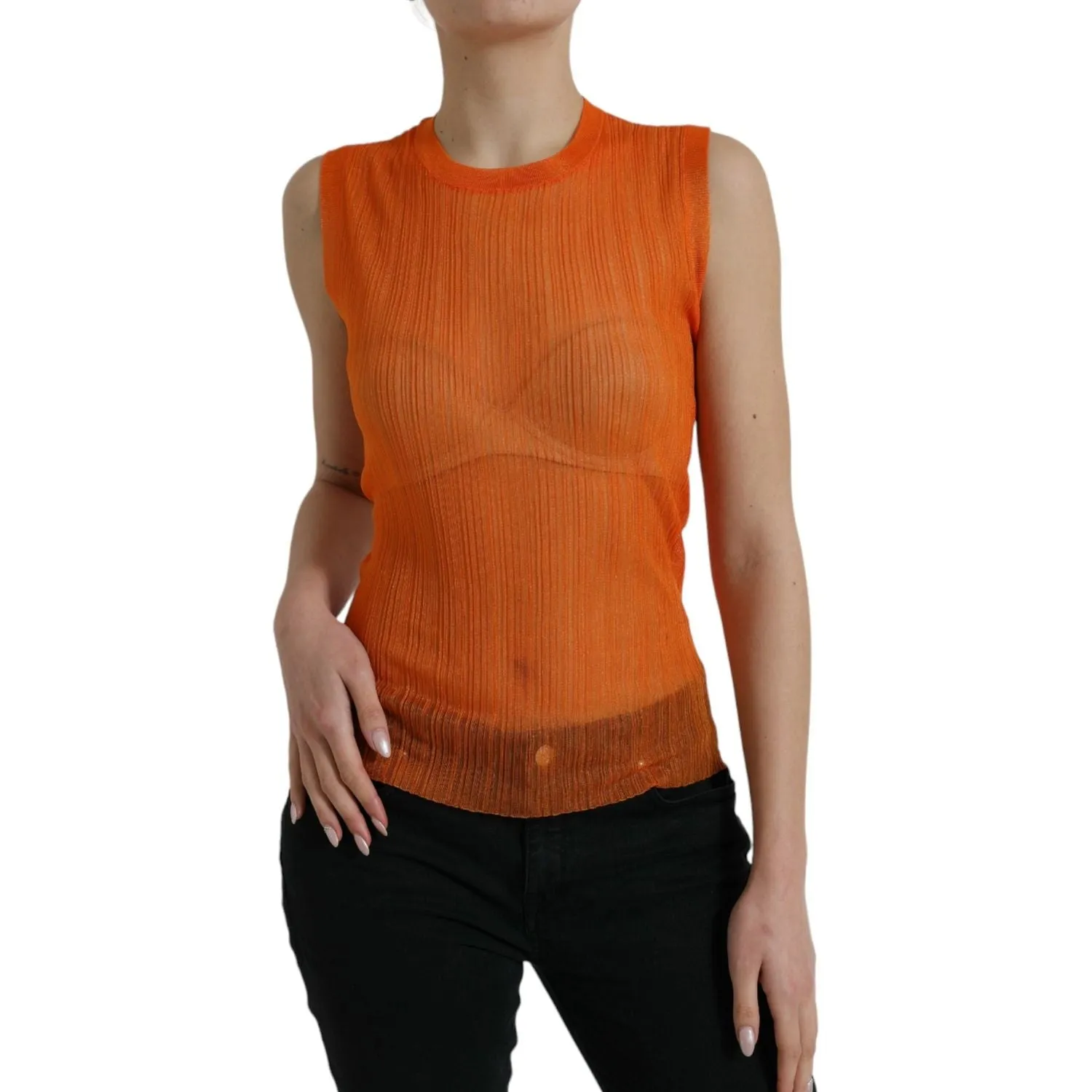 Dolce & Gabbana Chic Orange Crew Neck Tank Top