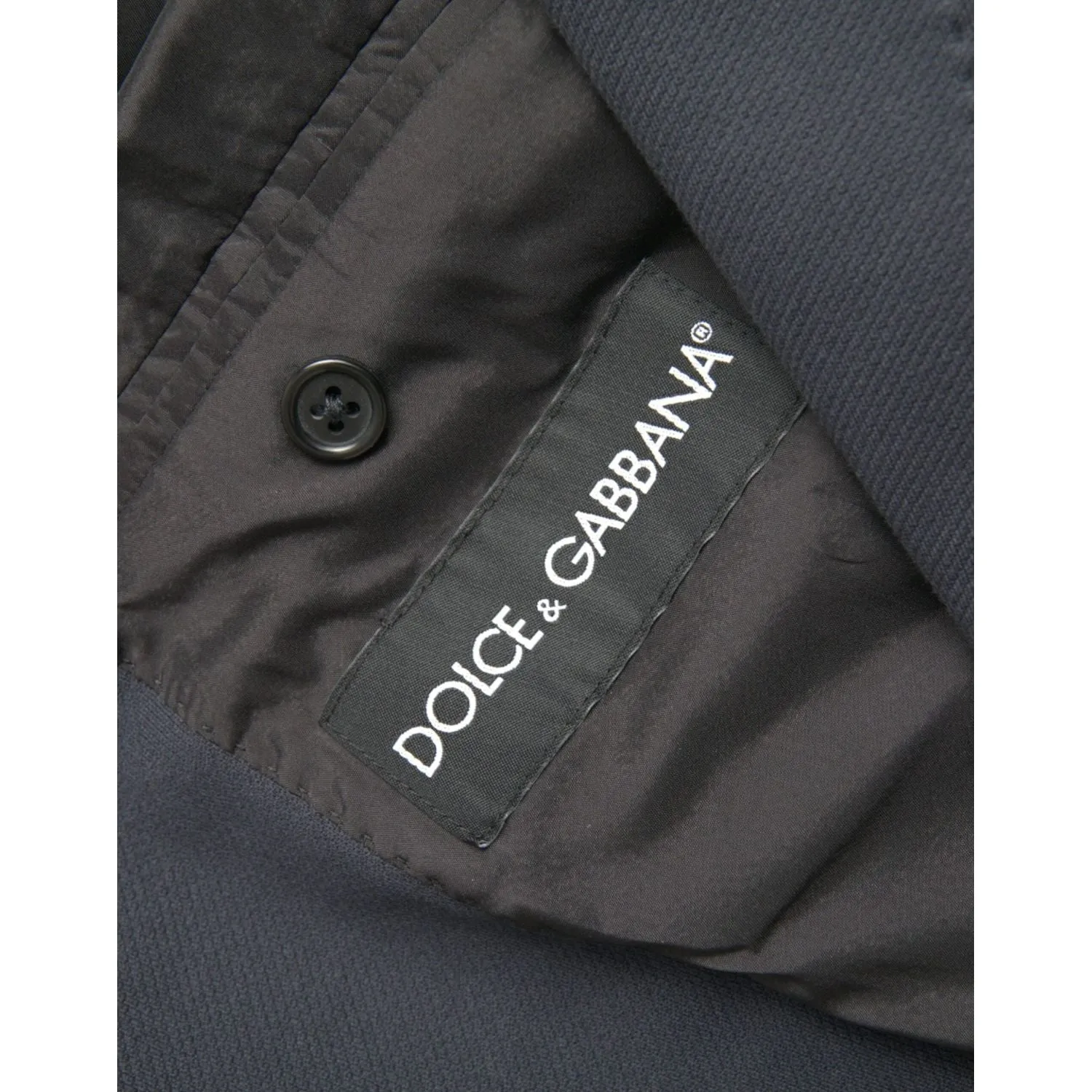 Dolce & Gabbana Dark Blue Cotton Single Breasted Coat Blazer