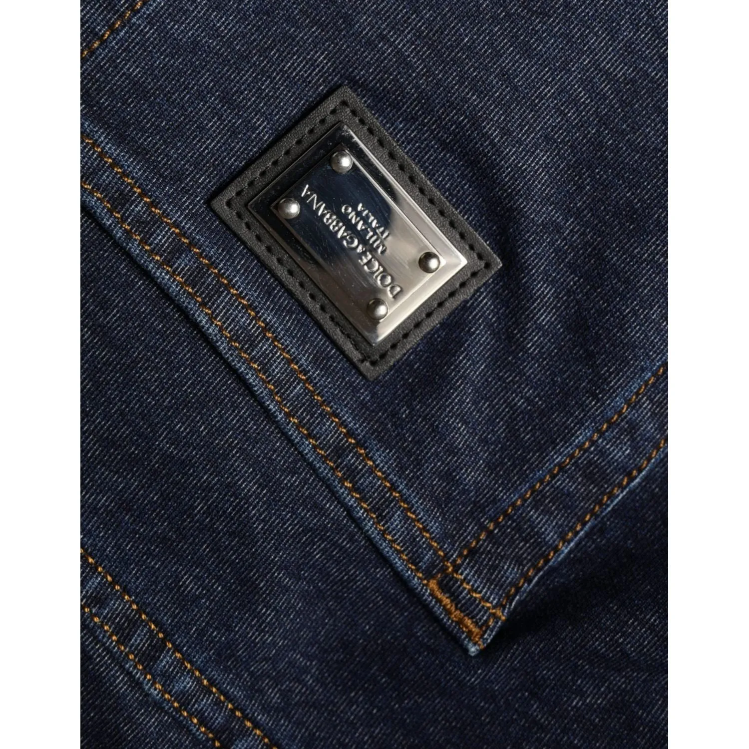 Dolce & Gabbana Dark Blue Cotton Stretch Straight Denim Jeans