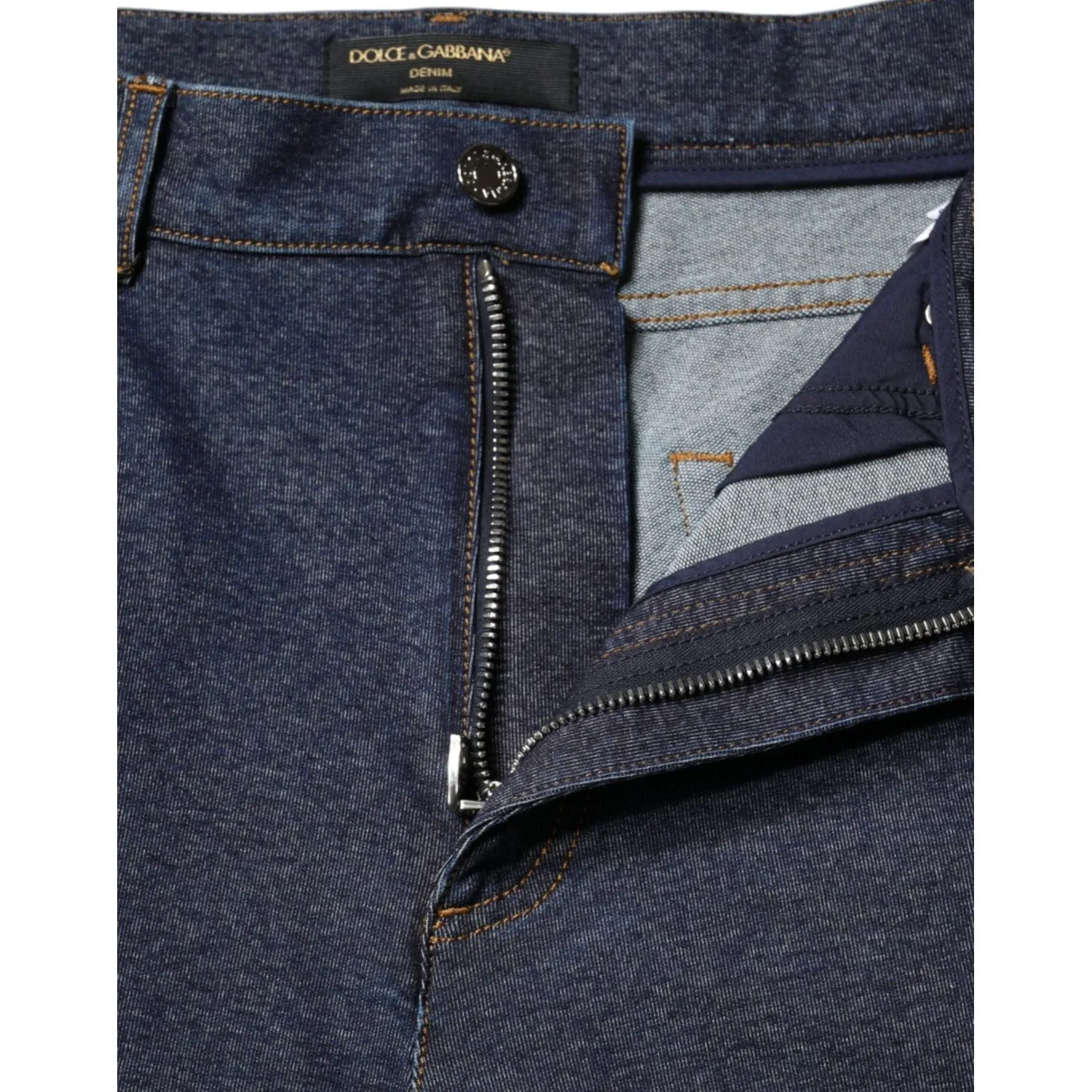 Dolce & Gabbana Dark Blue Cotton Stretch Straight Denim Jeans