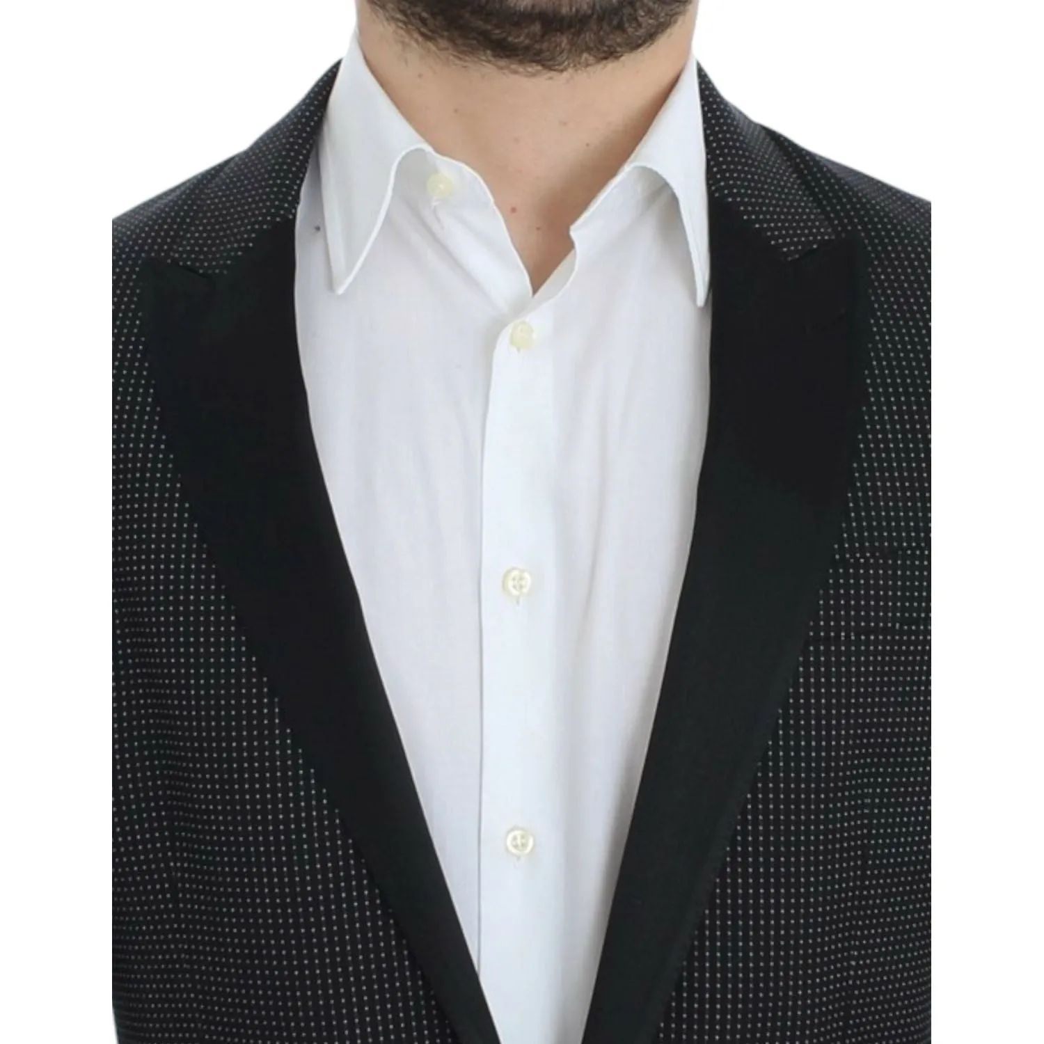 Dolce & Gabbana Elegant Black Polka Dotted Slim Fit Blazer