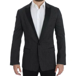 Dolce & Gabbana Elegant Black Polka Dotted Slim Fit Blazer