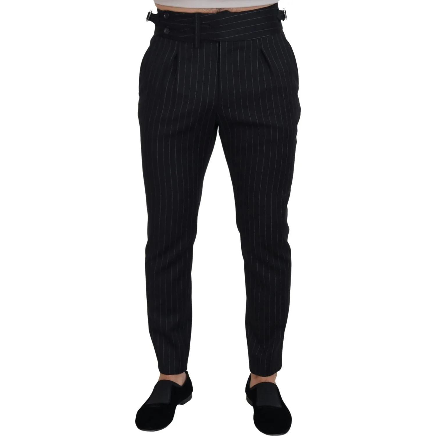 Dolce & Gabbana Elegant Black Striped Wool Blend Trousers