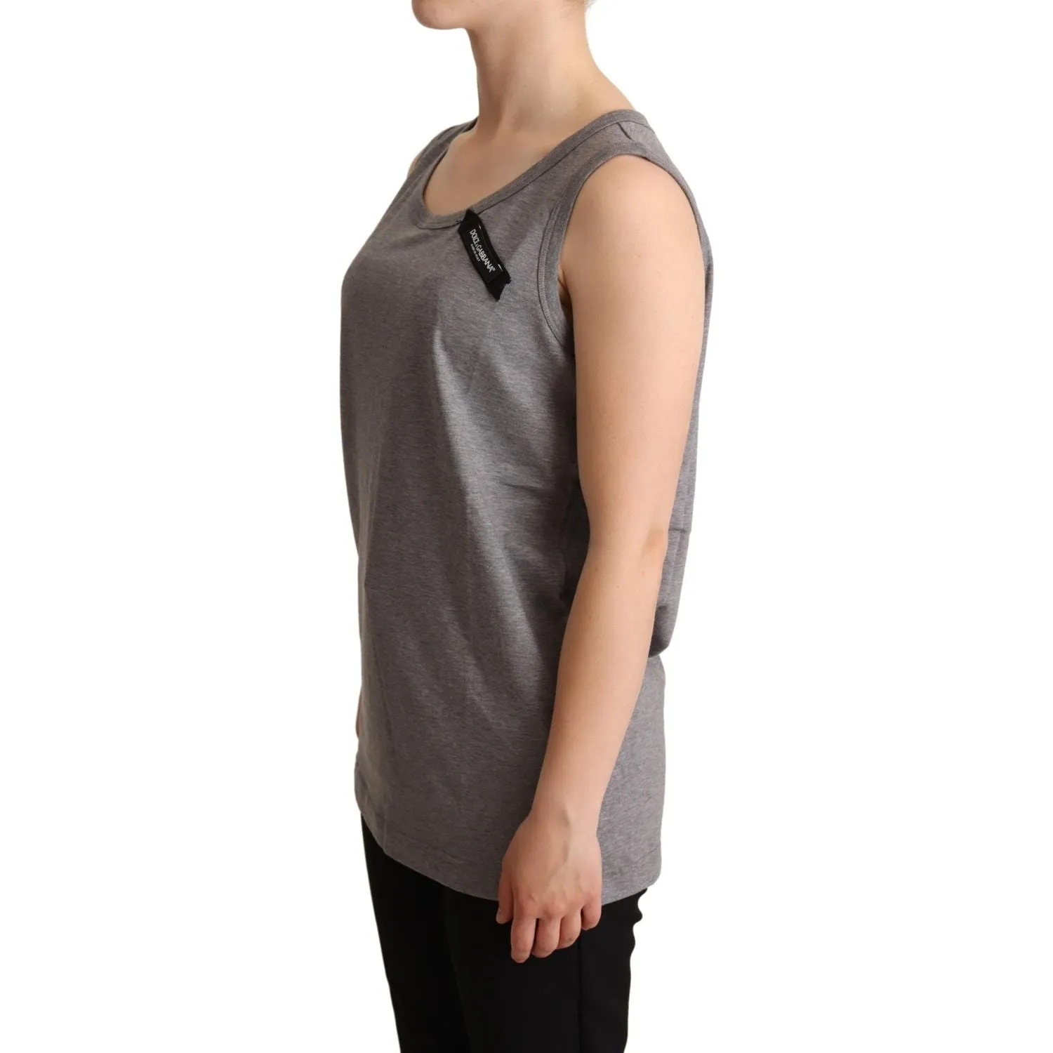 Dolce & Gabbana Elegant Gray Cotton Jersey Sleeveless Tank