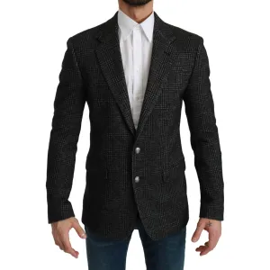 Dolce & Gabbana Elegant Gray Plaid Slim Fit Blazer