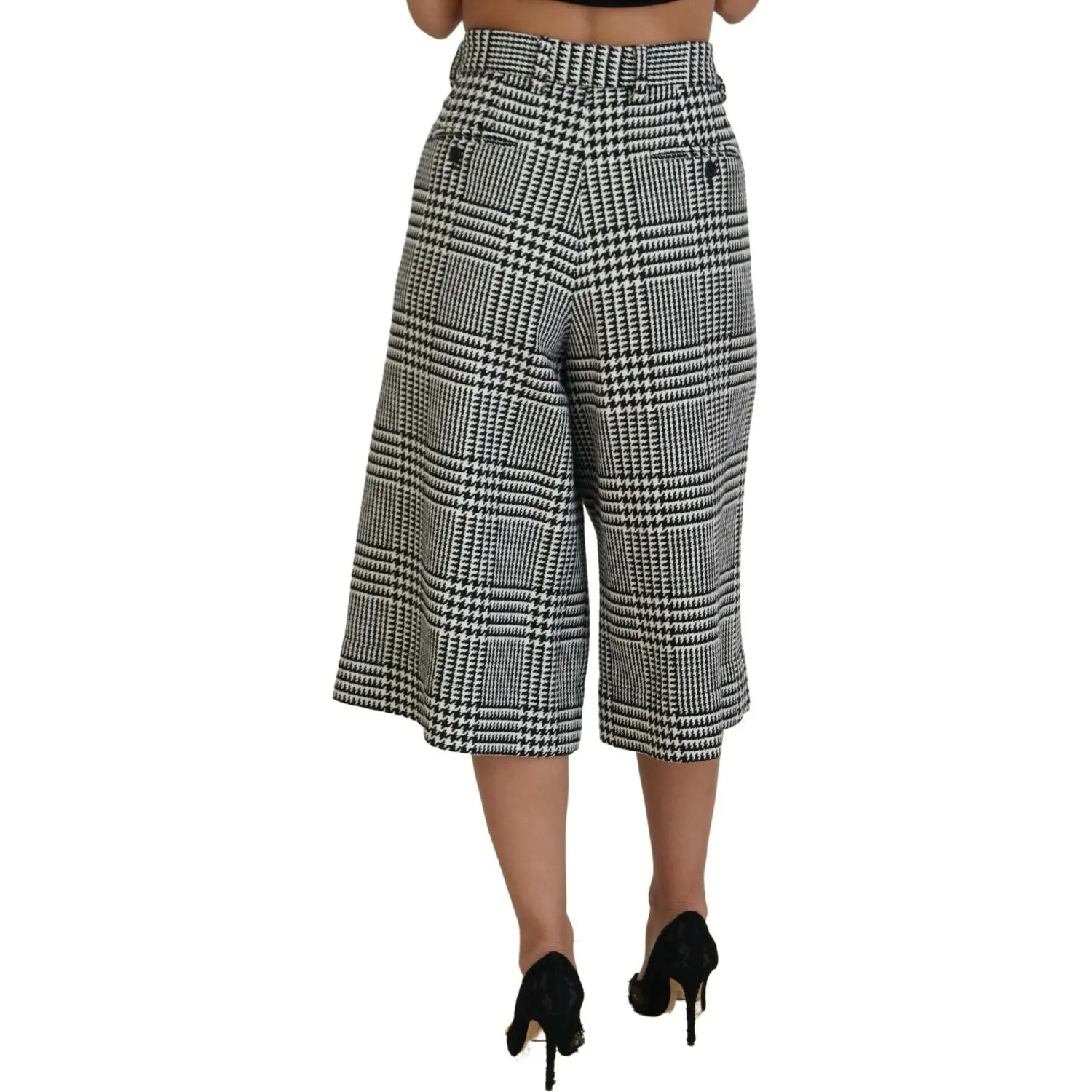 Dolce & Gabbana Elegant High Waist Plaid Midi Pants