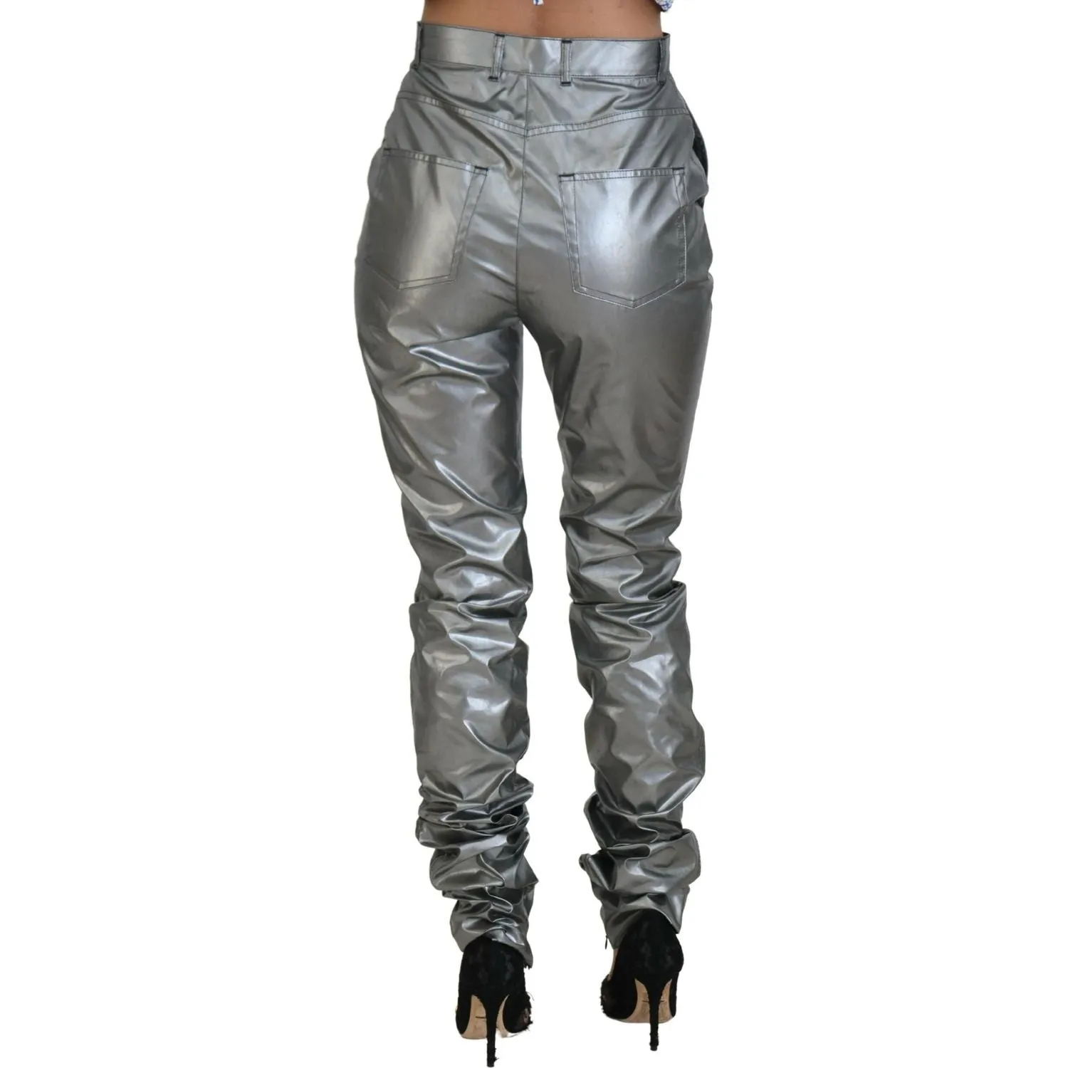 Dolce & Gabbana Elegant High Waist Skinny Pants in Silver