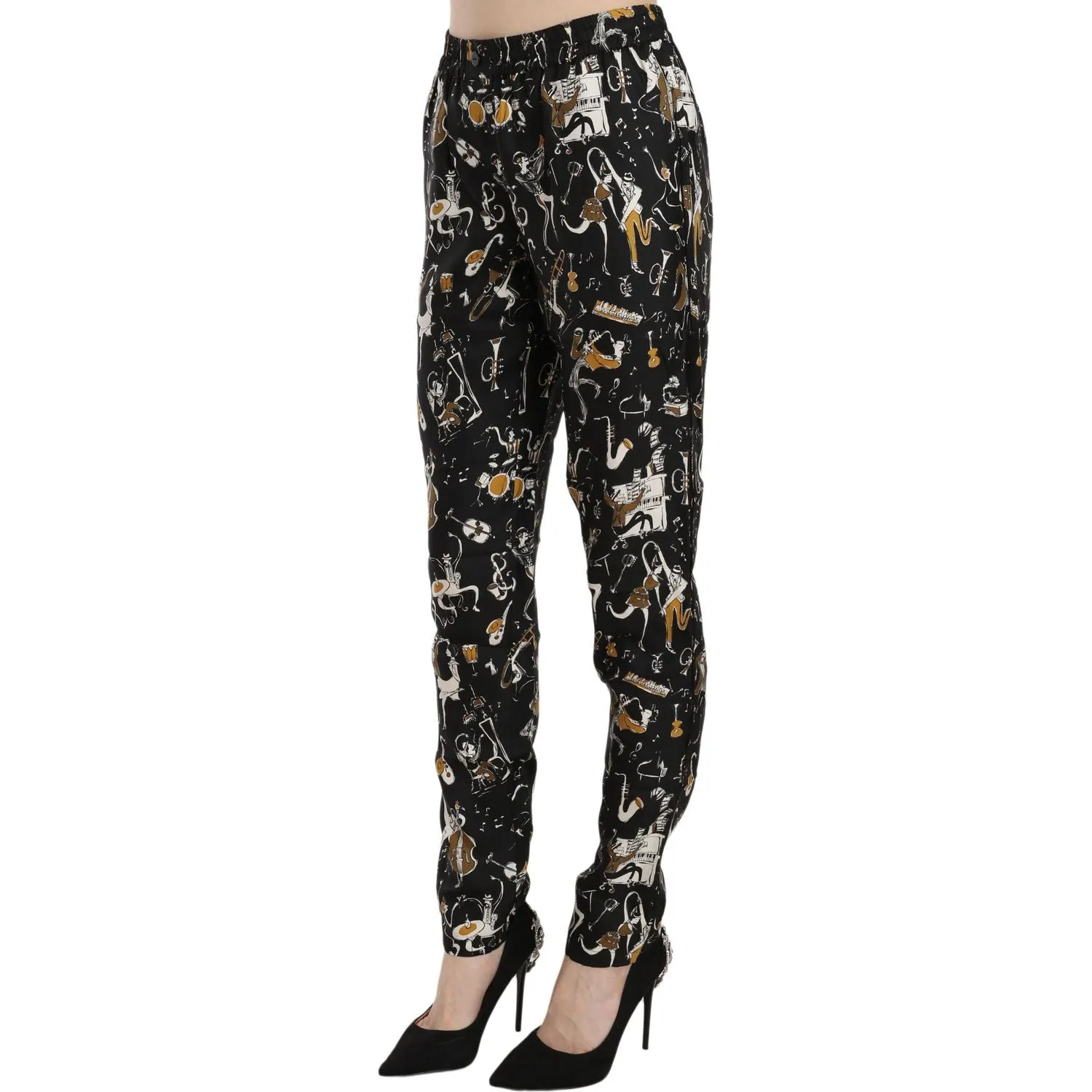 Dolce & Gabbana Elegant High Waist Tapered Silk Pants