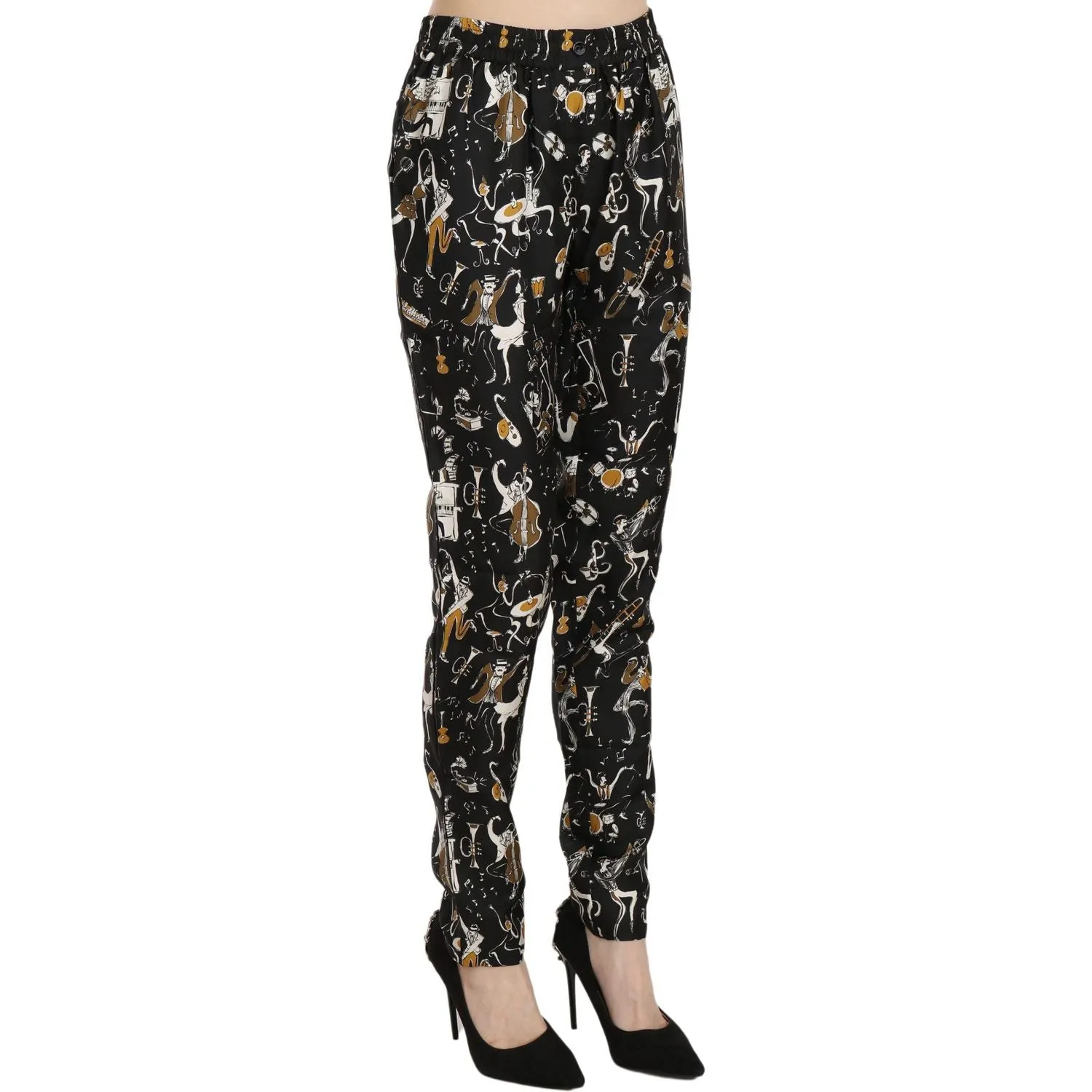 Dolce & Gabbana Elegant High Waist Tapered Silk Pants