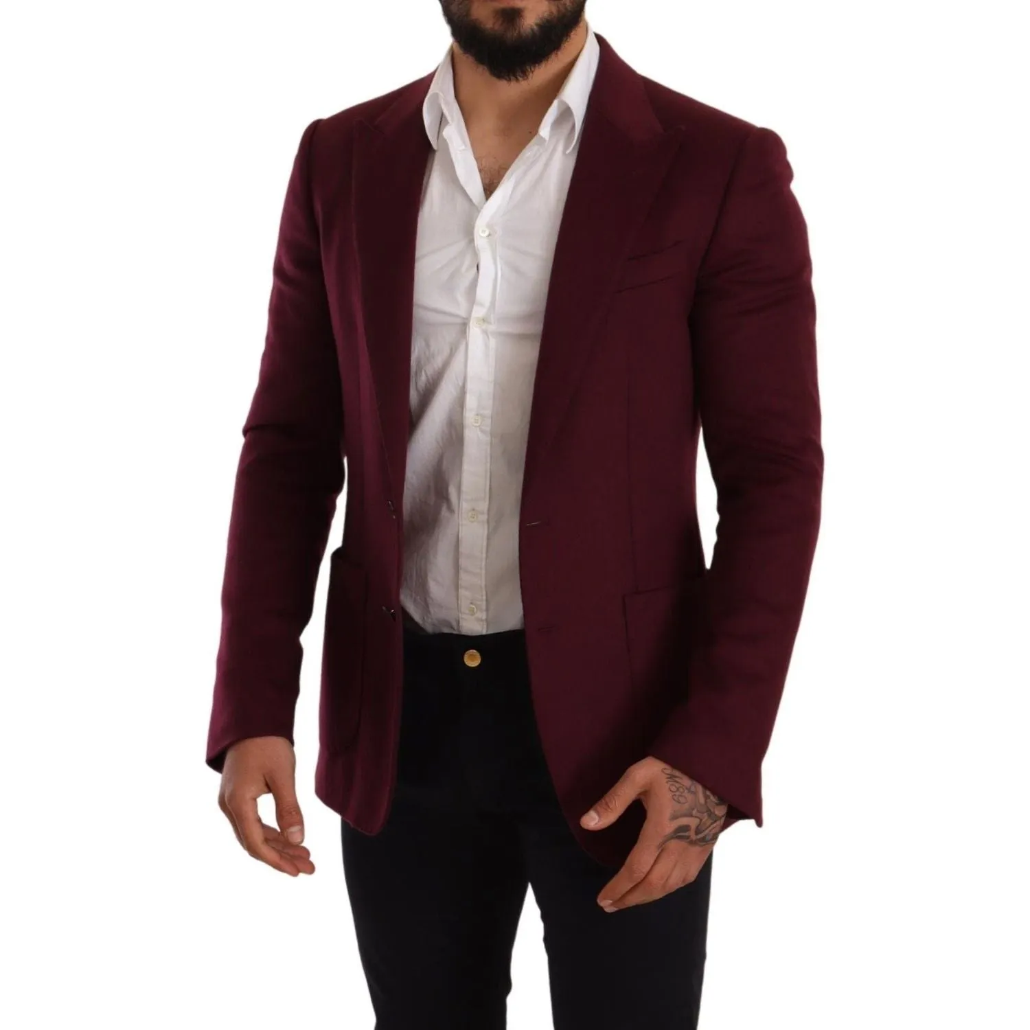 Dolce & Gabbana Elegant Maroon Bordeaux Cashmere Blazer