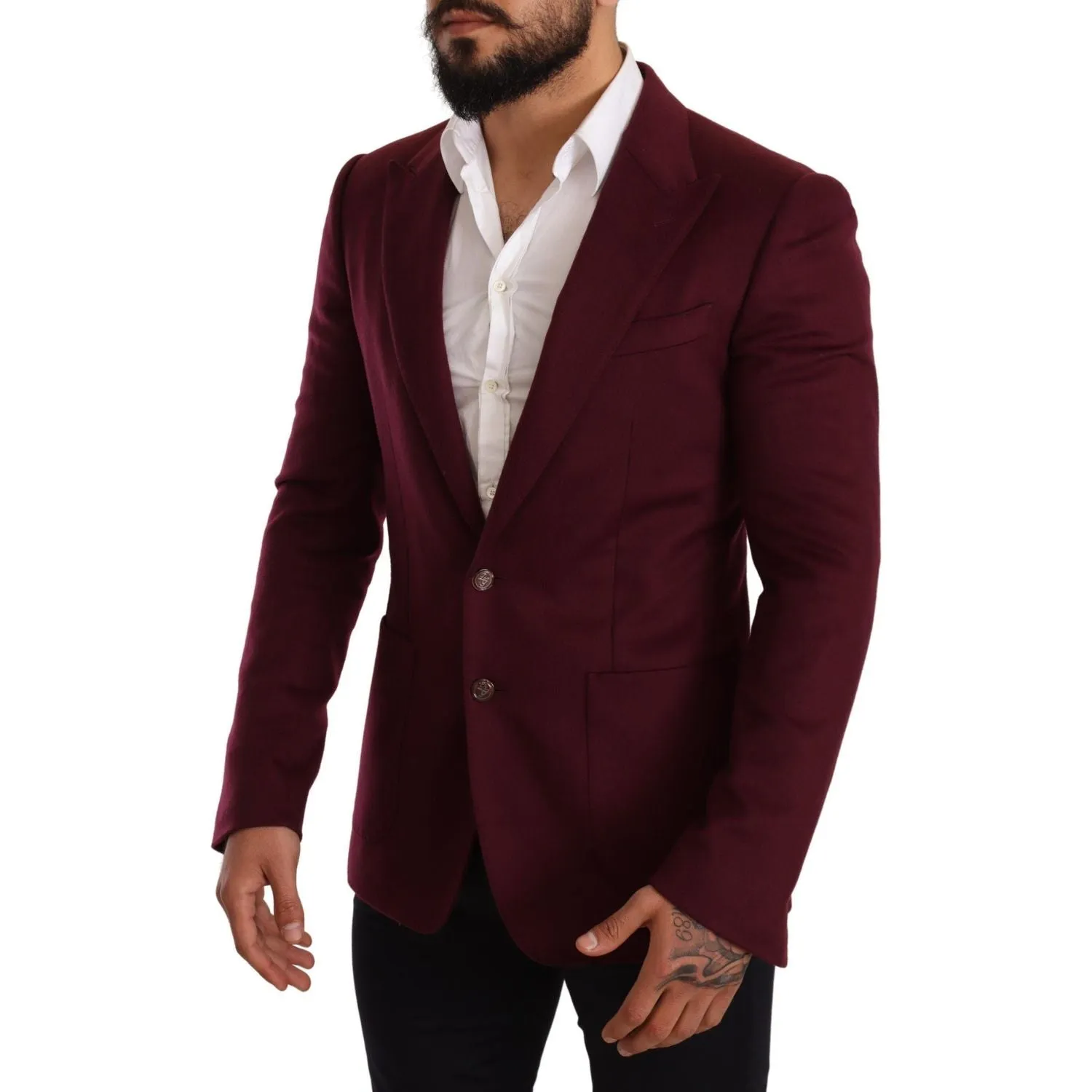 Dolce & Gabbana Elegant Maroon Bordeaux Cashmere Blazer