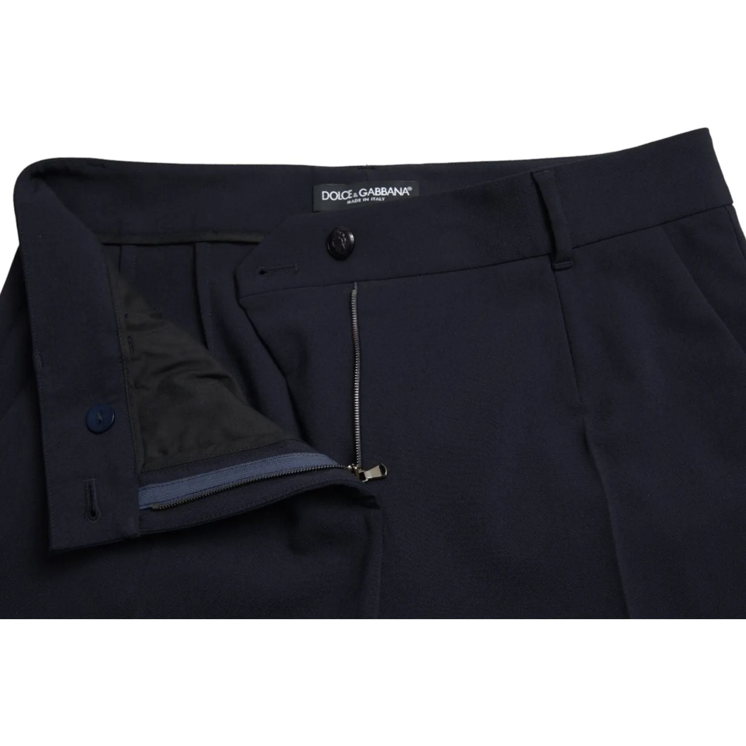 Dolce & Gabbana Elegant Mid Waist Tapered Pants in Blue