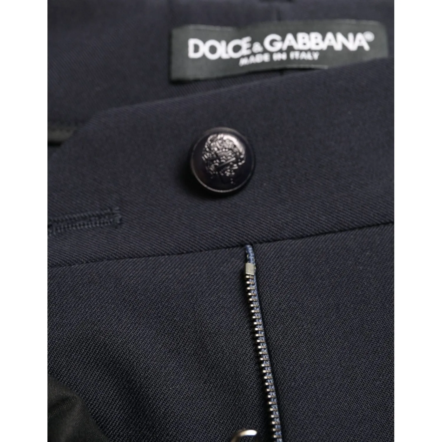 Dolce & Gabbana Elegant Mid Waist Tapered Pants in Blue